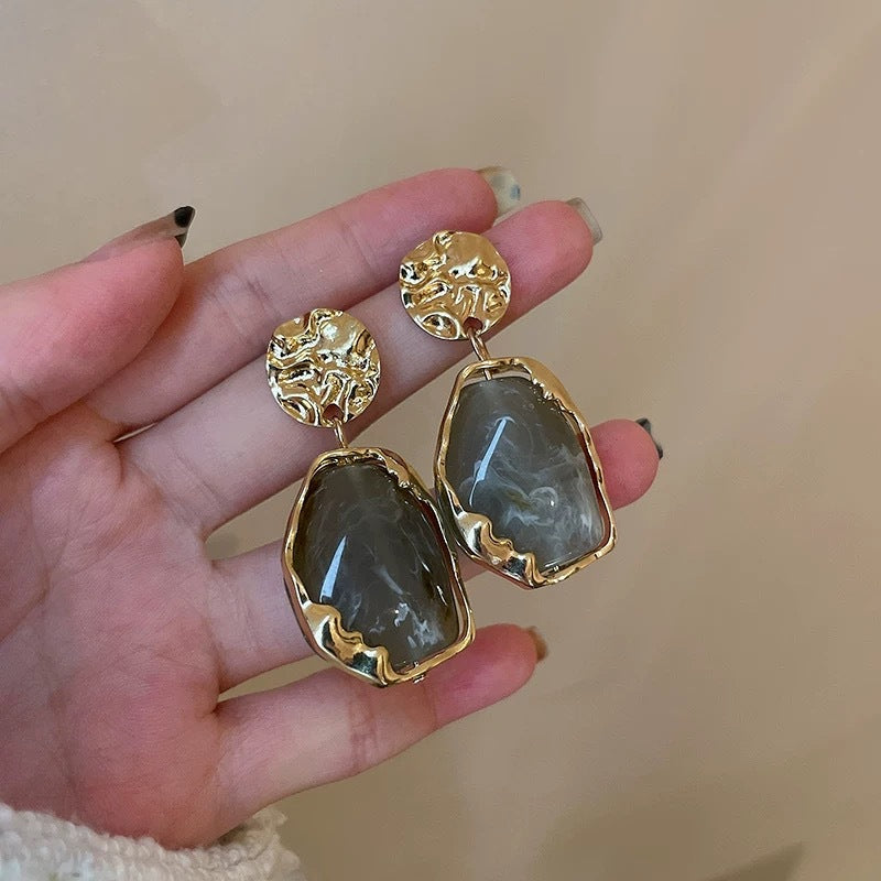 New Geometry Irregularity Resin Stud Earrings for Women Fashion Wedding Party Jewelry Gift Wholesale