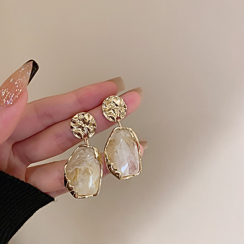 New Geometry Irregularity Resin Stud Earrings for Women Fashion Wedding Party Jewelry Gift Wholesale