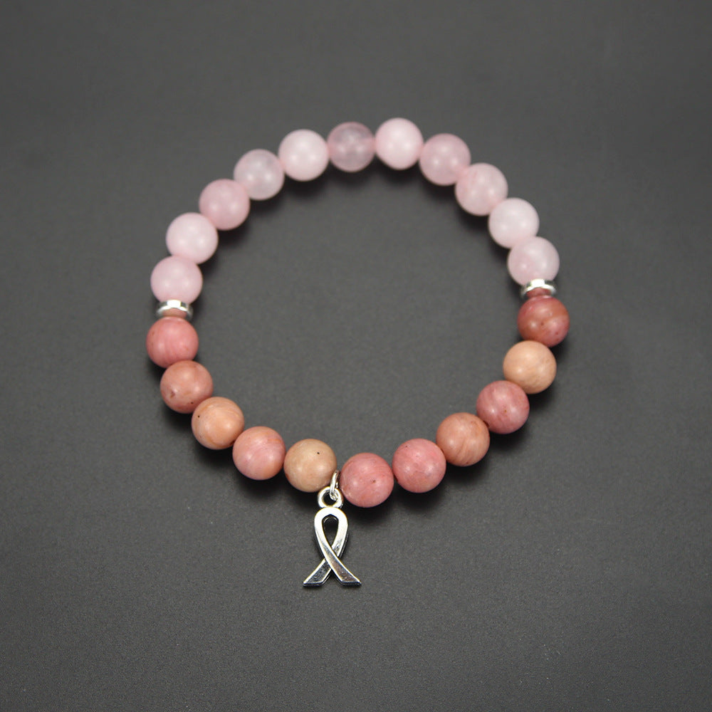 Colorful Natural Stone Natural Pink Stone Bead Bracelet Gift For Men And Women Friendship Love Pink Crystal Bead Bracelet