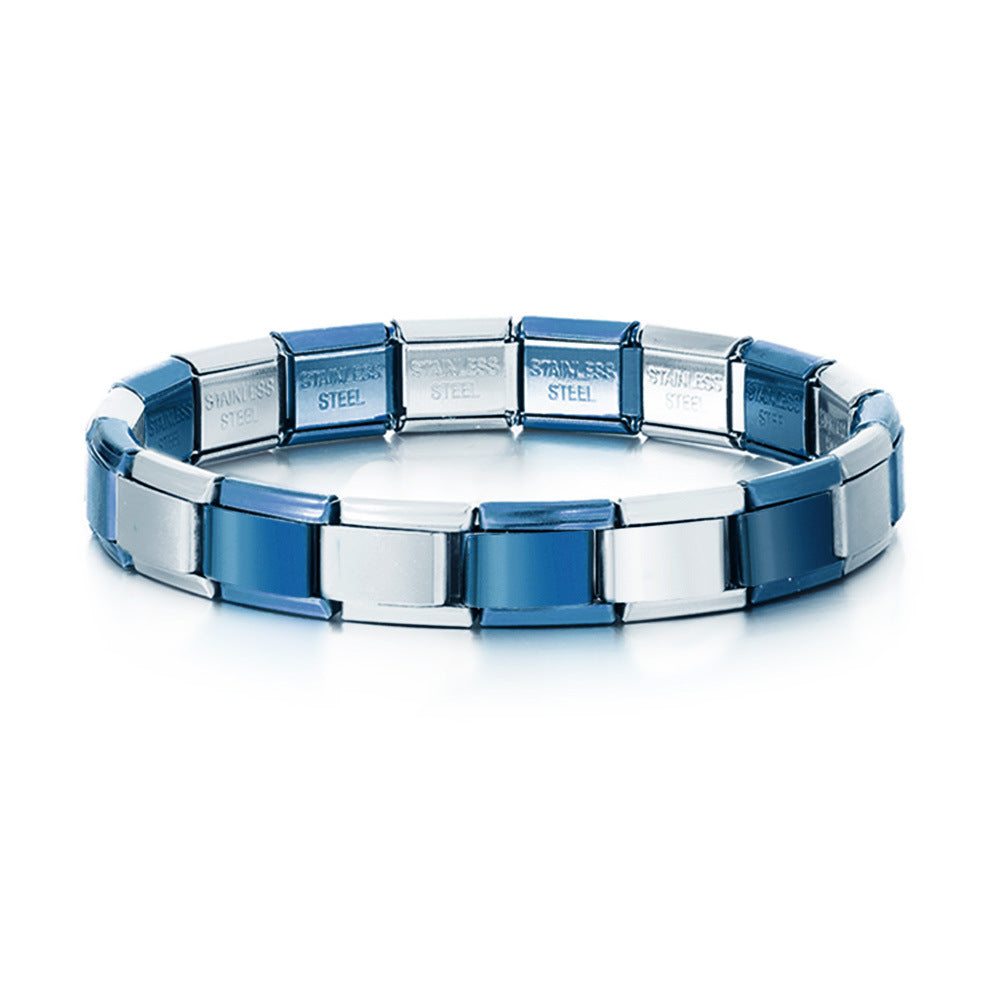 Stainless Steel Stars Cross Elastic Italian Links Charm Bracelet 9mm Width Simple Design Bangle Men Women DIY Jewelry