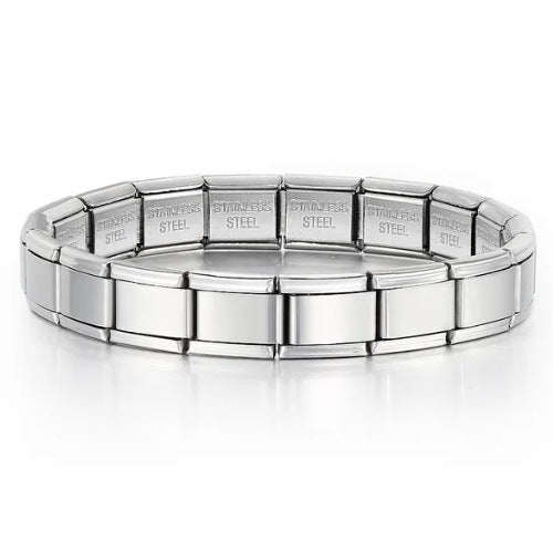 Stainless Steel Stars Cross Elastic Italian Links Charm Bracelet 9mm Width Simple Design Bangle Men Women DIY Jewelry