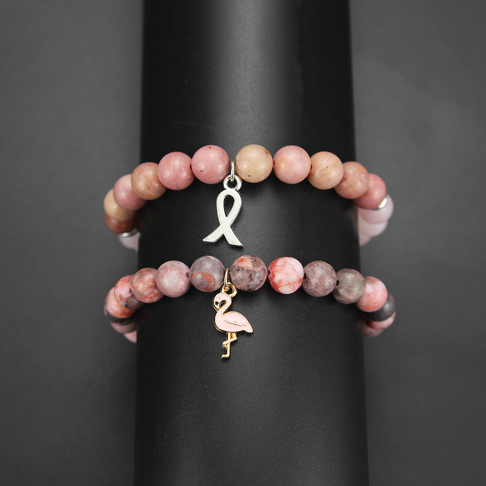 Colorful Natural Stone Natural Pink Stone Bead Bracelet Gift For Men And Women Friendship Love Pink Crystal Bead Bracelet
