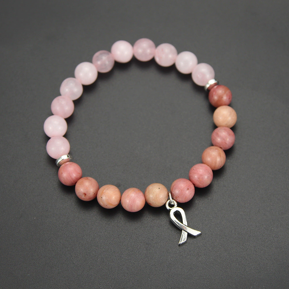Colorful Natural Stone Natural Pink Stone Bead Bracelet Gift For Men And Women Friendship Love Pink Crystal Bead Bracelet