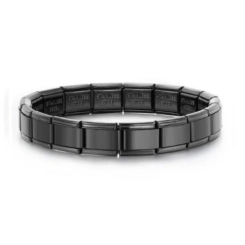 Stainless Steel Stars Cross Elastic Italian Links Charm Bracelet 9mm Width Simple Design Bangle Men Women DIY Jewelry
