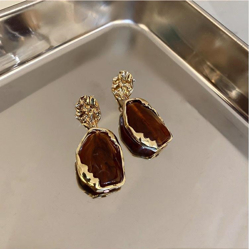 New Geometry Irregularity Resin Stud Earrings for Women Fashion Wedding Party Jewelry Gift Wholesale