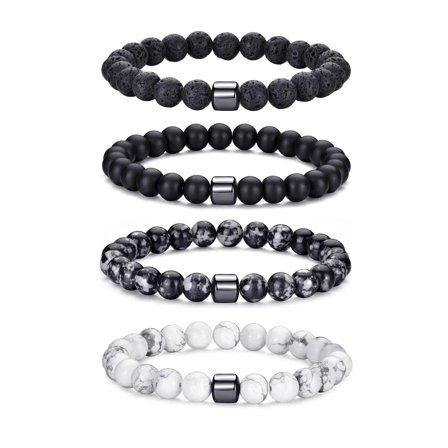 Tiger Eye Bracelet For Men 8MM Natural Stone Stretch Adjustable Black Crystal Beaded Bracelet for Men Women Gifts