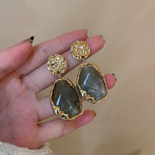 New Geometry Irregularity Resin Stud Earrings for Women Fashion Wedding Party Jewelry Gift Wholesale