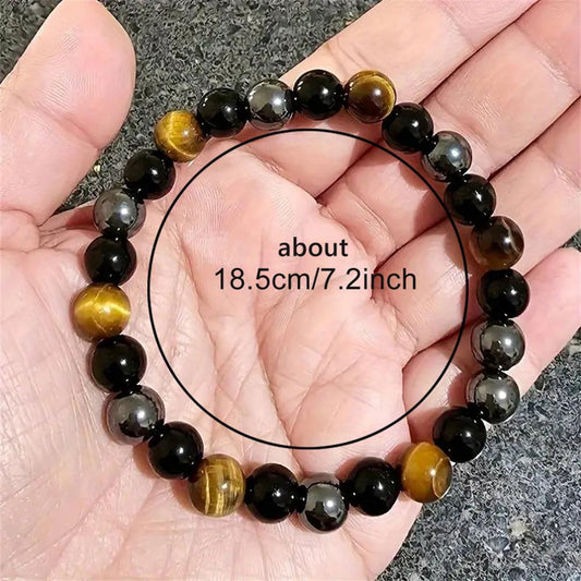 Natural Black Obsidian Hematite Tiger Eye Beads Bracelets Men for Magnetic Health Protection Women Soul Jewelry Pulsera Hombre