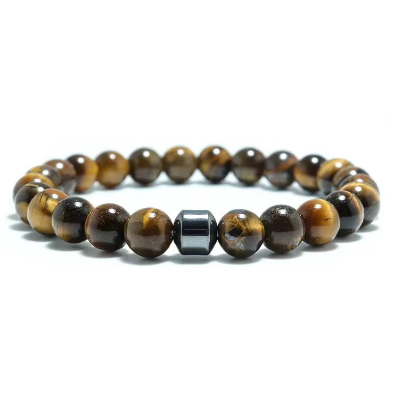 Beaded Bracelet tiger eye stone volcanic stone map stone 8mm Bracelet men's magnet Bracelet