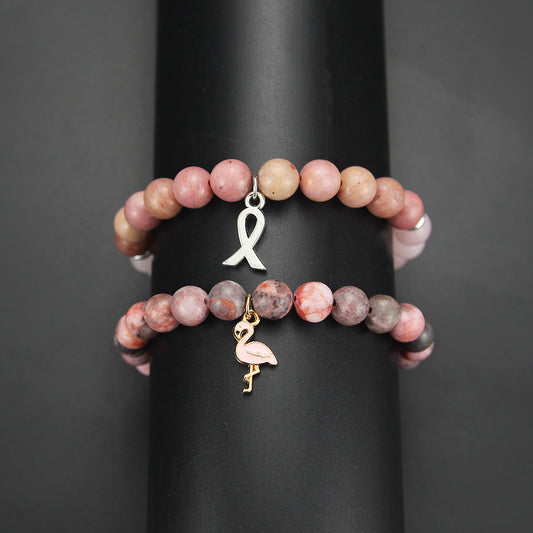 Colorful Natural Stone Natural Pink Stone Bead Bracelet Gift For Men And Women Friendship Love Pink Crystal Bead Bracelet
